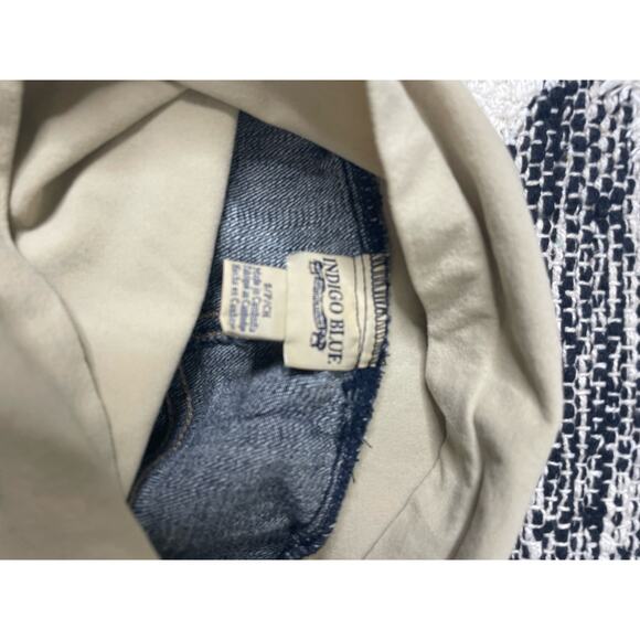 Indigo Blue Dark Denim Full Panel Cropped Capri Maternity size small - Picture 6 of 8